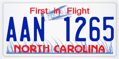 NC license plate AAN1265