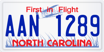 NC license plate AAN1289