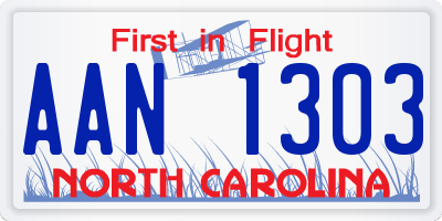 NC license plate AAN1303