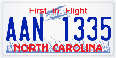 NC license plate AAN1335