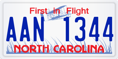 NC license plate AAN1344