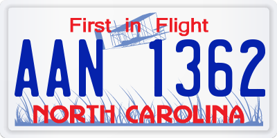 NC license plate AAN1362