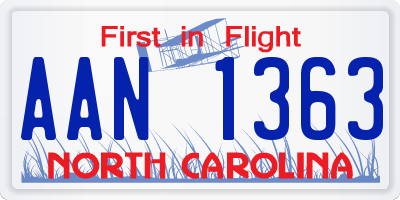 NC license plate AAN1363