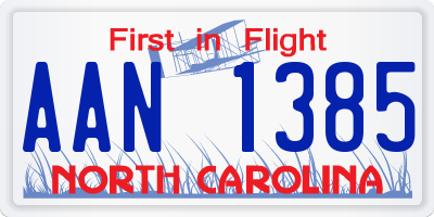 NC license plate AAN1385