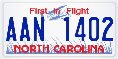 NC license plate AAN1402