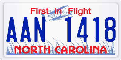 NC license plate AAN1418