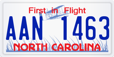 NC license plate AAN1463