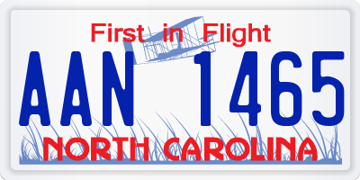 NC license plate AAN1465