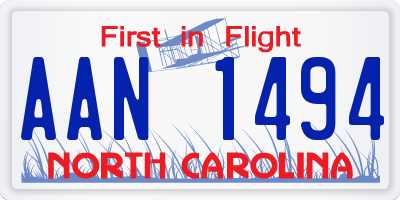 NC license plate AAN1494