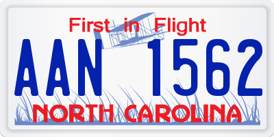 NC license plate AAN1562