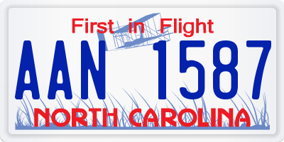 NC license plate AAN1587
