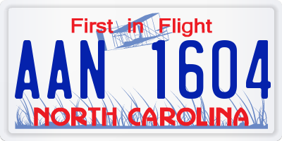 NC license plate AAN1604