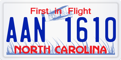 NC license plate AAN1610