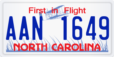 NC license plate AAN1649