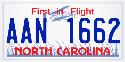 NC license plate AAN1662