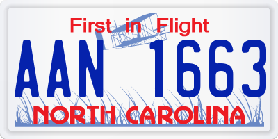NC license plate AAN1663