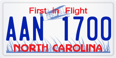 NC license plate AAN1700
