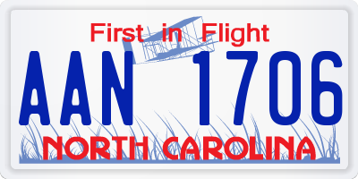 NC license plate AAN1706