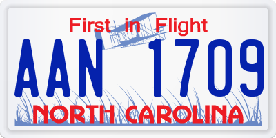 NC license plate AAN1709
