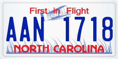 NC license plate AAN1718