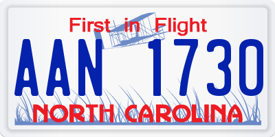 NC license plate AAN1730