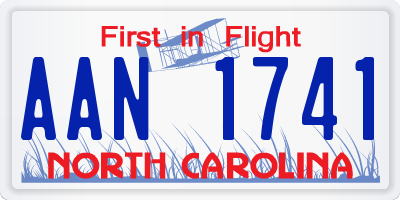 NC license plate AAN1741