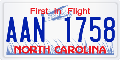 NC license plate AAN1758