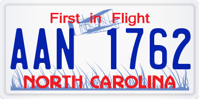 NC license plate AAN1762