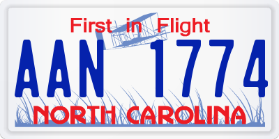 NC license plate AAN1774