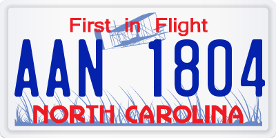 NC license plate AAN1804
