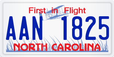 NC license plate AAN1825