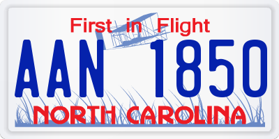 NC license plate AAN1850