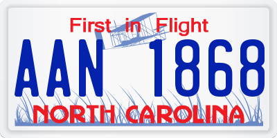 NC license plate AAN1868