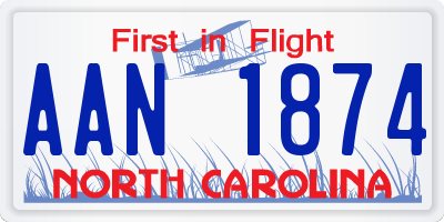 NC license plate AAN1874