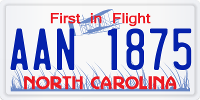 NC license plate AAN1875