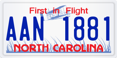 NC license plate AAN1881