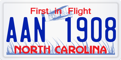 NC license plate AAN1908