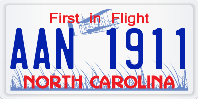 NC license plate AAN1911