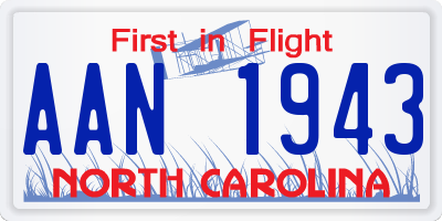 NC license plate AAN1943