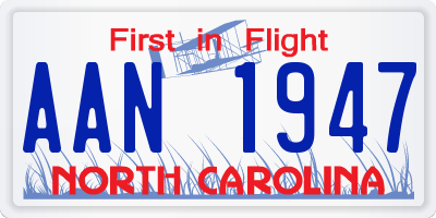 NC license plate AAN1947