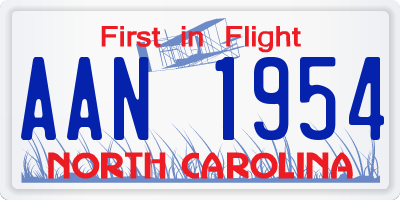 NC license plate AAN1954