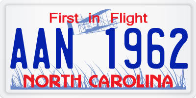 NC license plate AAN1962