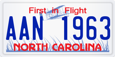 NC license plate AAN1963