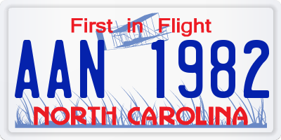 NC license plate AAN1982