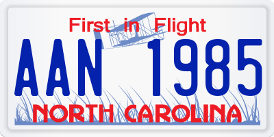NC license plate AAN1985