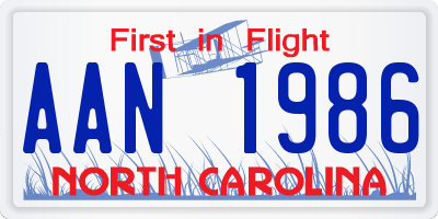 NC license plate AAN1986