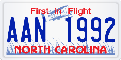 NC license plate AAN1992