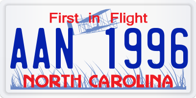 NC license plate AAN1996