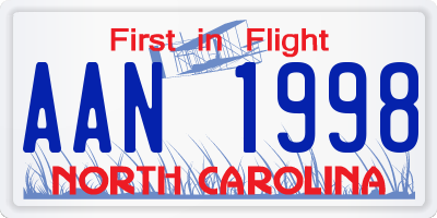 NC license plate AAN1998