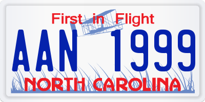 NC license plate AAN1999